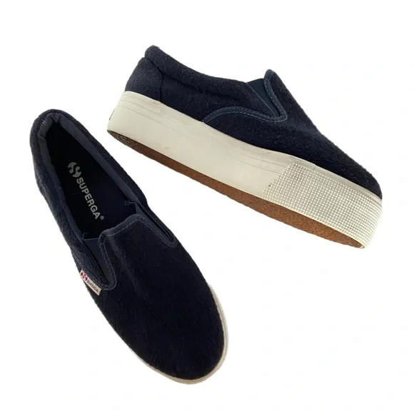 Superga Platform Black Fabric Slip On Sneakers Size 37.5 (Women's Size 7) - Picture 4 of 10